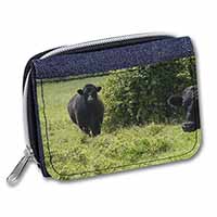 Cute Black Bull Unisex Denim Purse Wallet