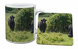 Cute Black Bull Mug and Coaster Set