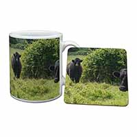 Cute Black Bull Mug and Coaster Set