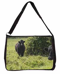Cute Black Bull Large Black Laptop Shoulder Bag School/College