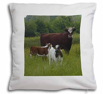 Cow with Calf Soft White Velvet Feel Scatter Cushion