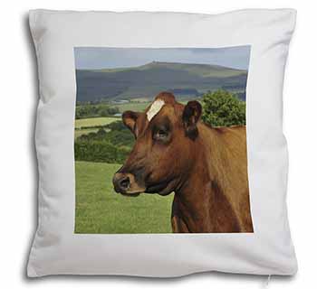 A Fine Brown Cow Soft White Velvet Feel Scatter Cushion