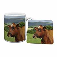 A Fine Brown Cow Mug and Coaster Set