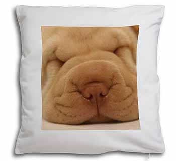 Cute Shar-Pei Puppy Dog Soft White Velvet Feel Scatter Cushion