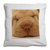 Cute Shar-Pei Puppy Dog Soft White Velvet Feel Scatter Cushion