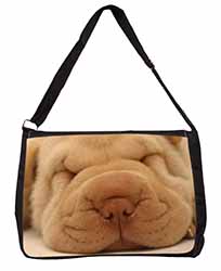 Cute Shar-Pei Puppy Dog Large Black Laptop Shoulder Bag School/College