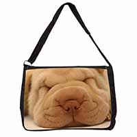 Cute Shar-Pei Puppy Dog Large Black Laptop Shoulder Bag School/College