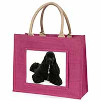 American Cocker Spaniel Dog Large Pink Jute Shopping Bag