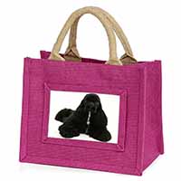 American Cocker Spaniel Dog Little Girls Small Pink Jute Shopping Bag