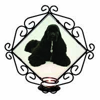 American Cocker Spaniel Dog Wrought Iron Wall Art Candle Holder