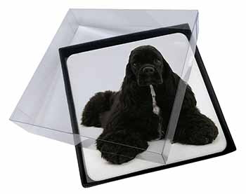 4x American Cocker Spaniel Dog Picture Table Coasters Set in Gift Box