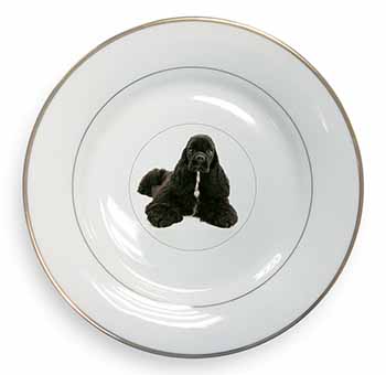 American Cocker Spaniel Dog Gold Rim Plate Printed Full Colour in Gift Box