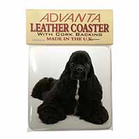 American Cocker Spaniel Dog Single Leather Photo Coaster, Printed Full Colour  -