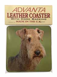 Airedale Terrier Dog Single Leather Photo Coaster