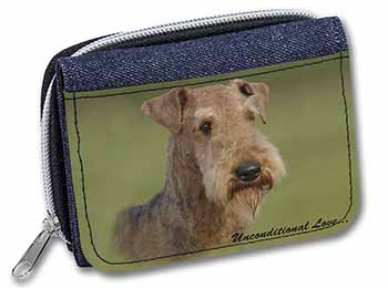 Airedale Terrier with Love Unisex Denim Purse Wallet