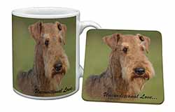Airedale Terrier with Love Mug and Coaster Set