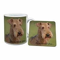 Airedale Terrier with Love Mug and Coaster Set
