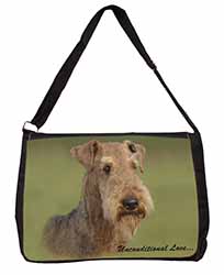 Airedale Terrier with Love Large Black Laptop Shoulder Bag School/College