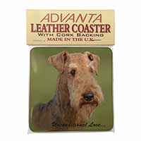 Airedale Terrier with Love Single Leather Photo Coaster