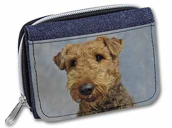 Airedale Terrier Dog Unisex Denim Purse Wallet