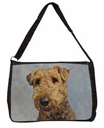 Airedale Terrier Dog Large Black Laptop Shoulder Bag School/College