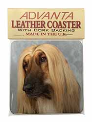 Afghan Hound Dog Single Leather Photo Coaster