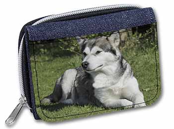 Alaskan Malamute Dog Unisex Denim Purse Wallet
