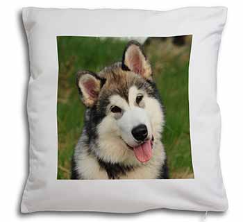 Alaskan Malamute Dog Soft White Velvet Feel Scatter Cushion