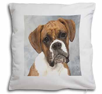 Boxer Dog Soft White Velvet Feel Scatter Cushion