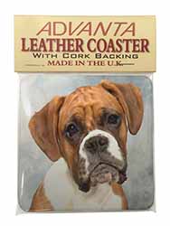 Boxer Dog Single Leather Photo Coaster