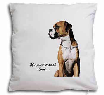 Boxer Dog With Love Soft White Velvet Feel Scatter Cushion