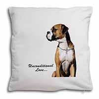 Boxer Dog With Love Soft White Velvet Feel Scatter Cushion