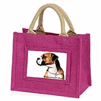 Boxer Dog With Love Little Girls Small Pink Jute Shopping Bag