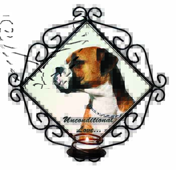Boxer Dog With Love Wrought Iron Wall Art Candle Holder