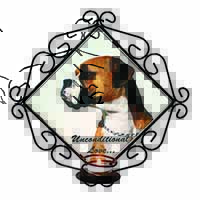 Boxer Dog With Love Wrought Iron Wall Art Candle Holder