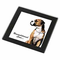 Boxer Dog With Love Black Rim High Quality Glass Coaster