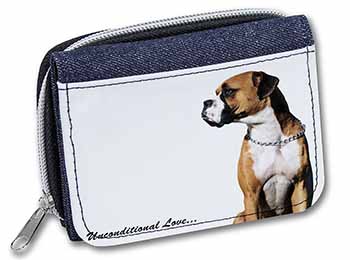 Boxer Dog With Love Unisex Denim Purse Wallet
