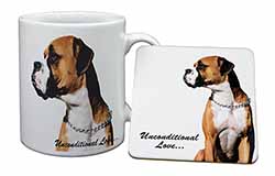 Boxer Dog With Love Mug and Coaster Set