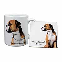 Boxer Dog With Love Mug and Coaster Set