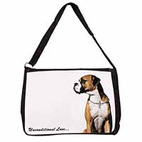 Boxer Dog With Love Large Black Laptop Shoulder Bag School/College