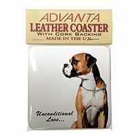 Boxer Dog With Love Single Leather Photo Coaster