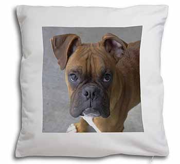 Red Boxer Dog Soft White Velvet Feel Scatter Cushion