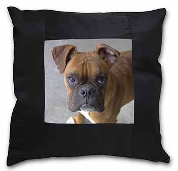 Red Boxer Dog Black Satin Feel Scatter Cushion