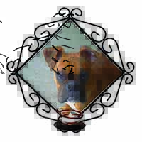 Red Boxer Dog Wrought Iron Wall Art Candle Holder