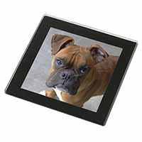 Red Boxer Dog Black Rim High Quality Glass Coaster