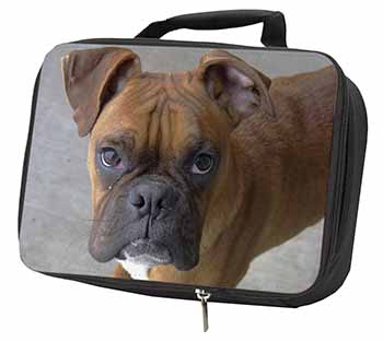 Red Boxer Dog Black Insulated School Lunch Box/Picnic Bag