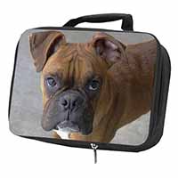 Red Boxer Dog Black Insulated School Lunch Box/Picnic Bag