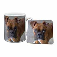 Red Boxer Dog Mug and Coaster Set