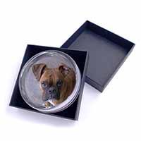 Red Boxer Dog Glass Paperweight in Gift Box