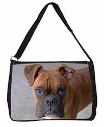 Red Boxer Dog Large Black Laptop Shoulder Bag School/College